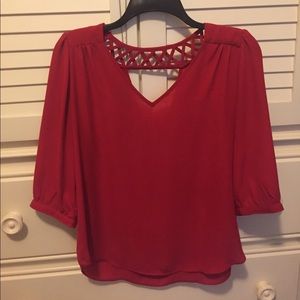 Red flowy blouse