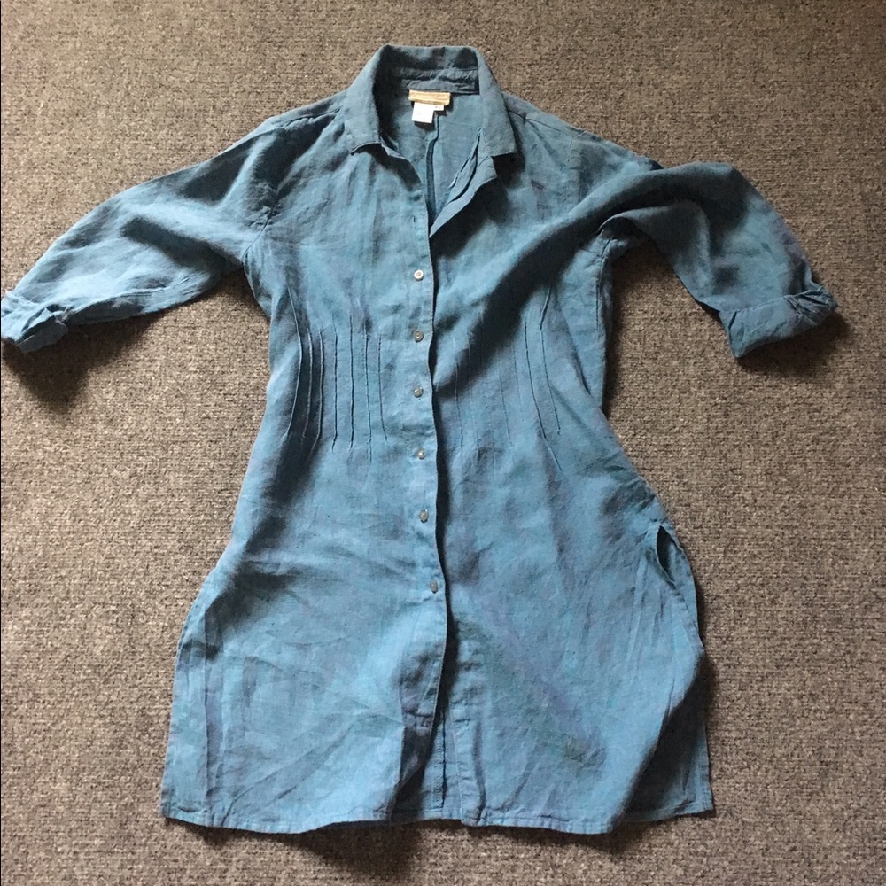 Cold water Creek blue linen tunic
