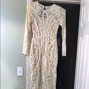 Long white lace dress