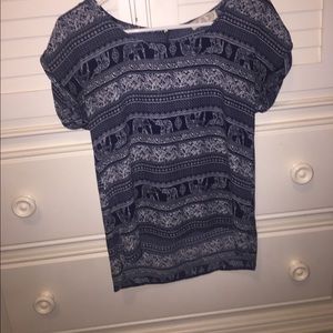 Navy Aztec blouse