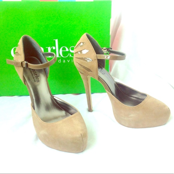 Charles David Suede Stiletto Platform High Heel - Picture 1 of 5