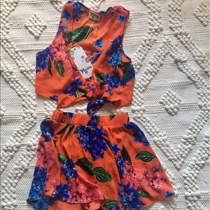 SHOW ME YOUR MUMU. Orange flower two piece set.