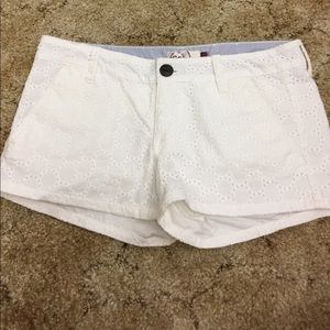 White eyelet lace shorts