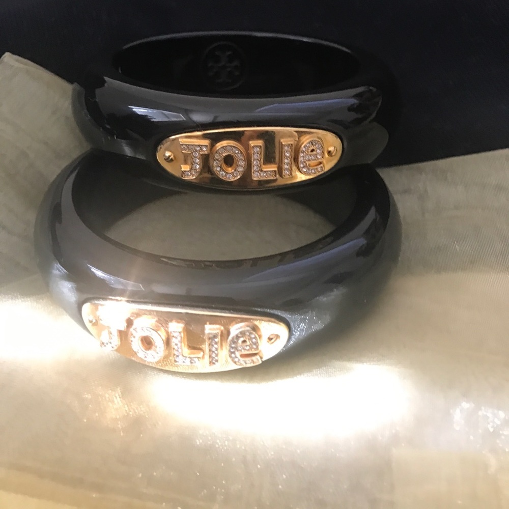 Tory burch black crystal bangles