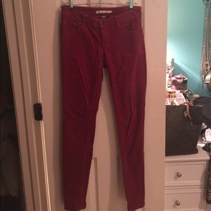 Lauren Conrad velvet red skinny jeans