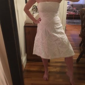 White eyelet strapless dress