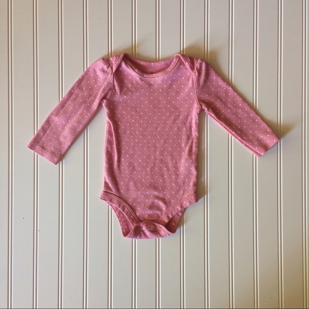 Pink w/ White Polka Dot Onesie, 12M