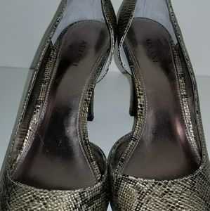 Alfani snake print peep toe heels