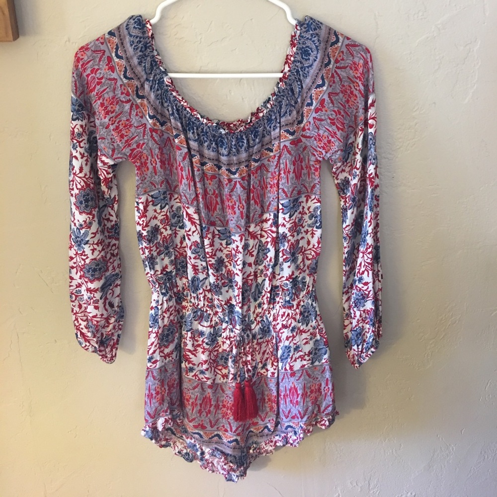 Off the shoulder printed romper