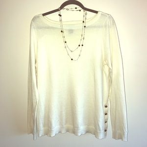 Ann Taylor Boat Neck Sweater with Side Buttons