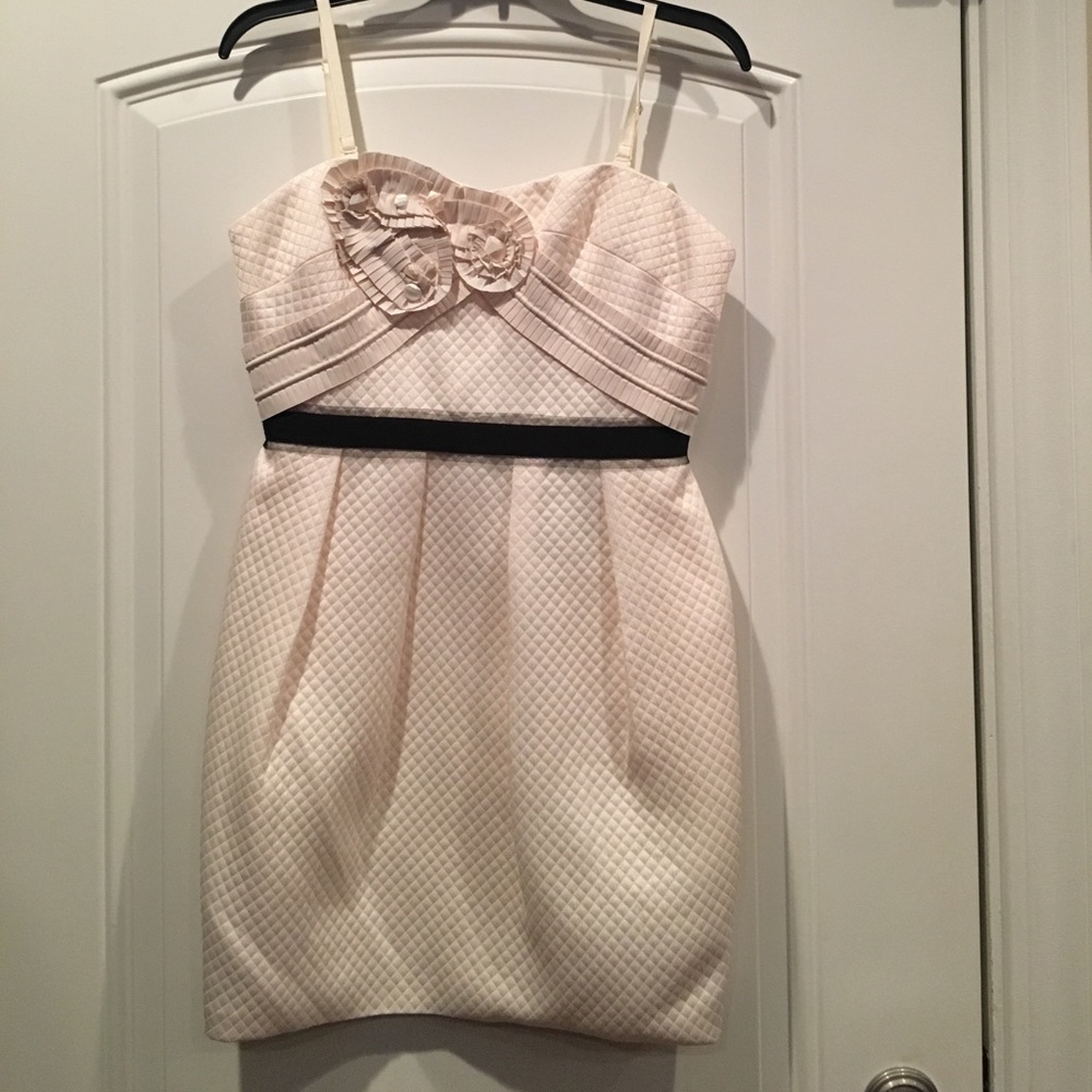 NWT BCBG Off-White Minidress with Flower Detail