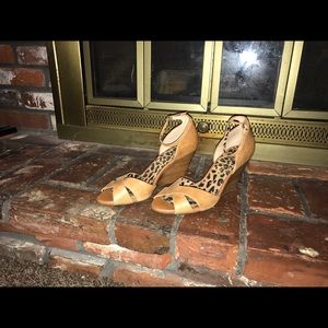 Brown leather wedges