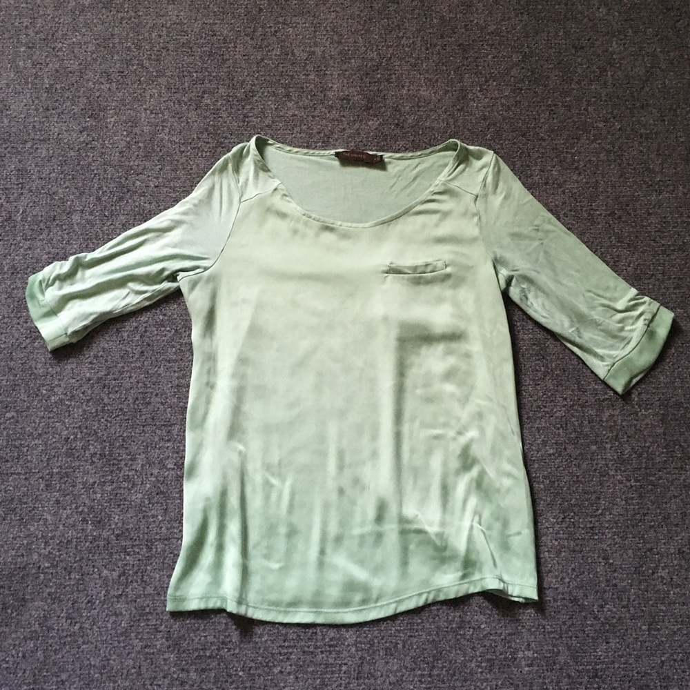 The Limited mint green silky top with pocket