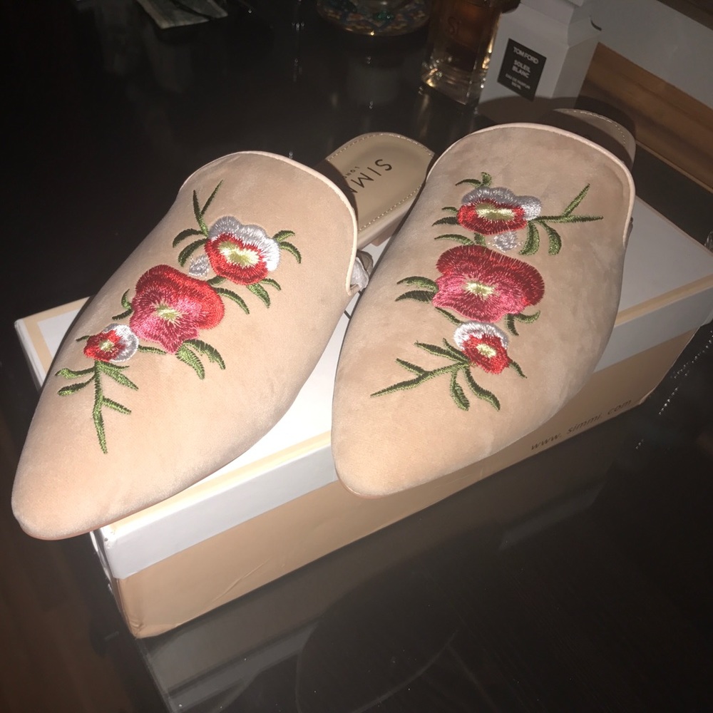 Simmi Suede Floral Mules