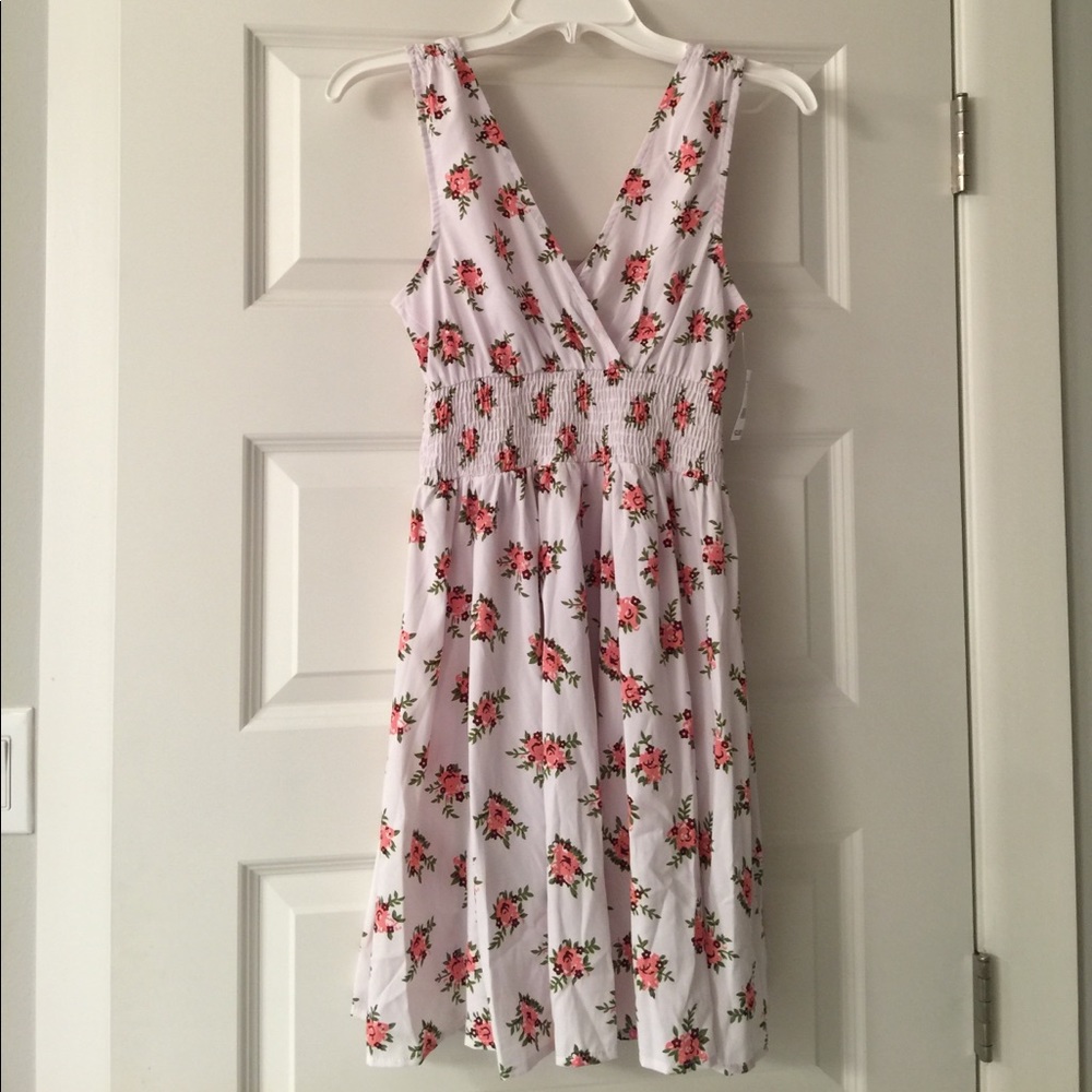 NWT DEREK HEART White and Pink Floral Summer dress