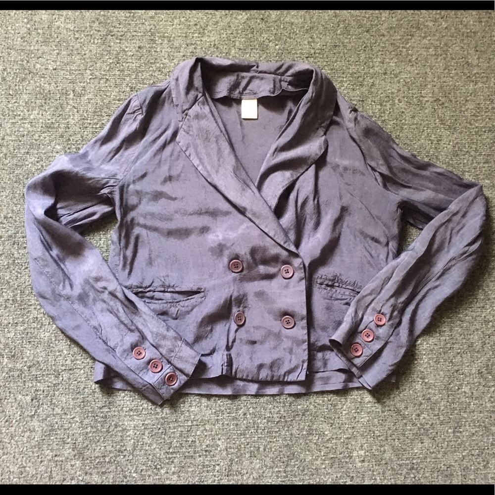 Anthropologie Pearl silky purple summer blazer