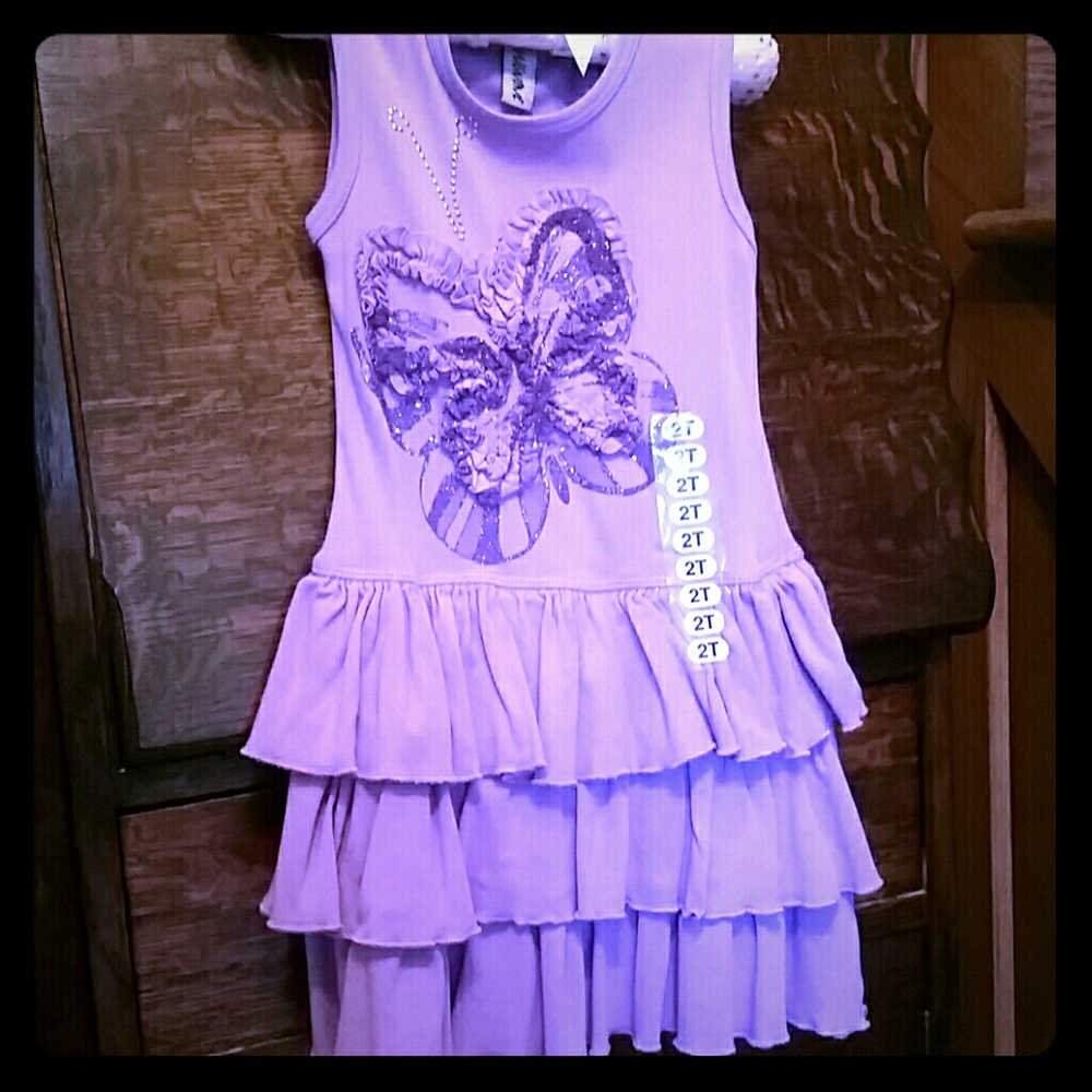 NWT Girls Mignone purple butterfly dress