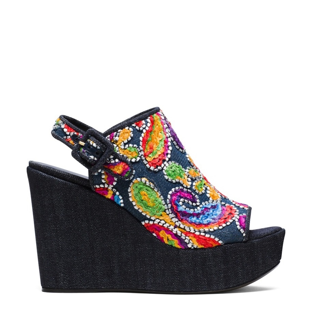 Stuart Weitzman COMMA Denim Wedges