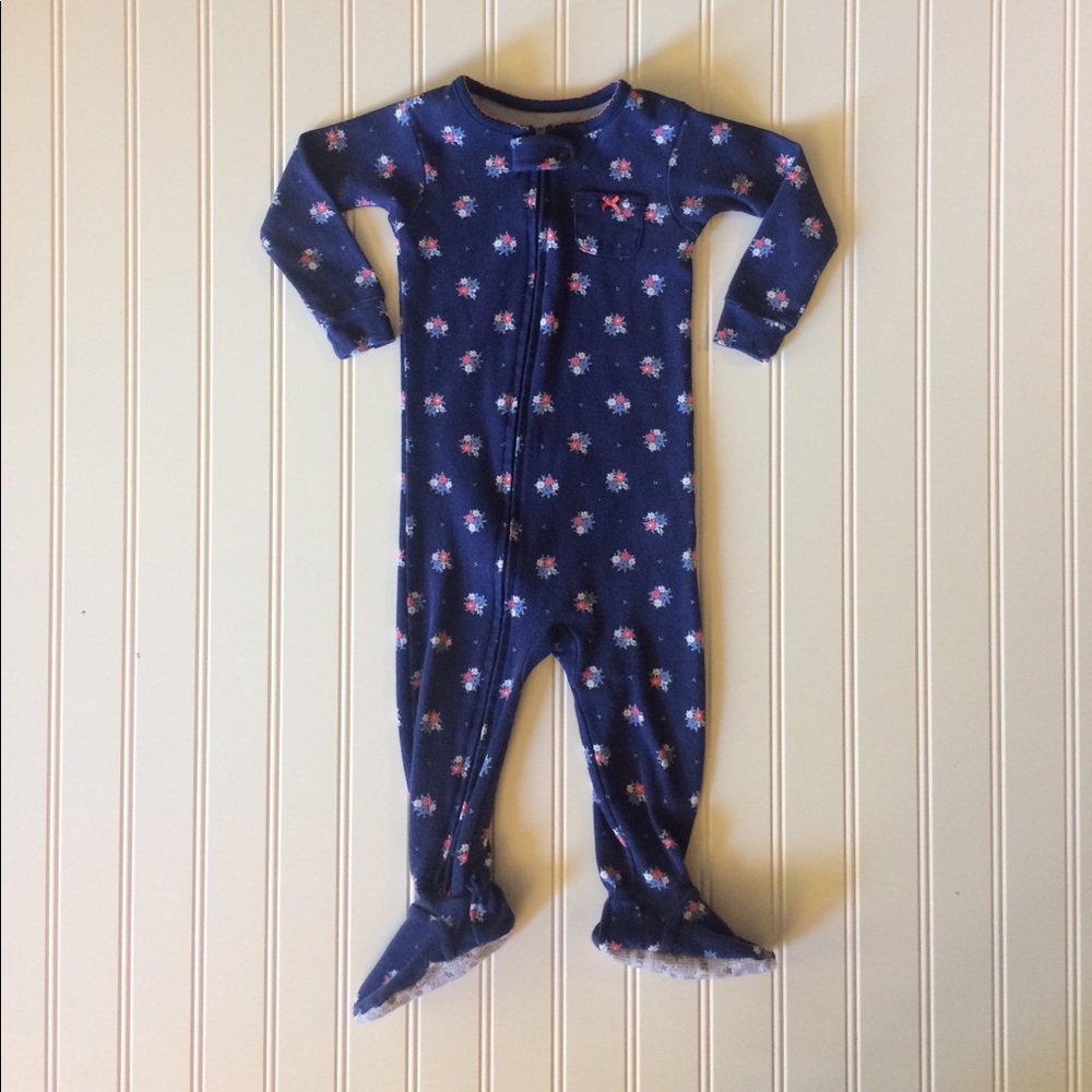 Carters Blue/Floral Pattern Sleeper, 12M