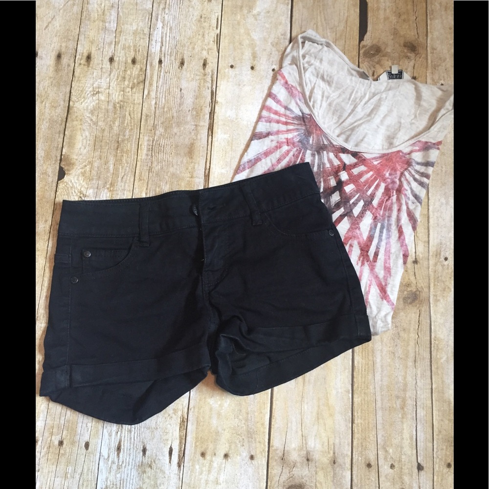 black shorts