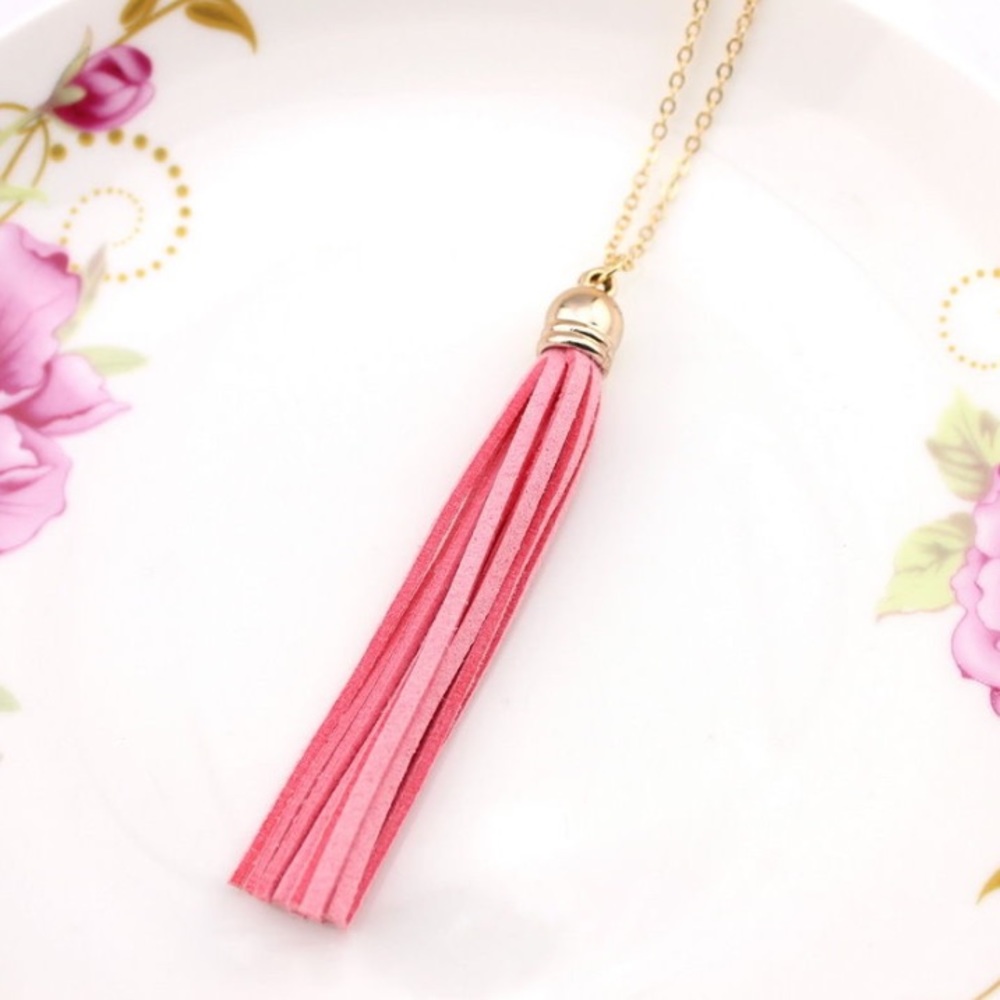 5 for $25 • Blush Tassel Statement Necklace