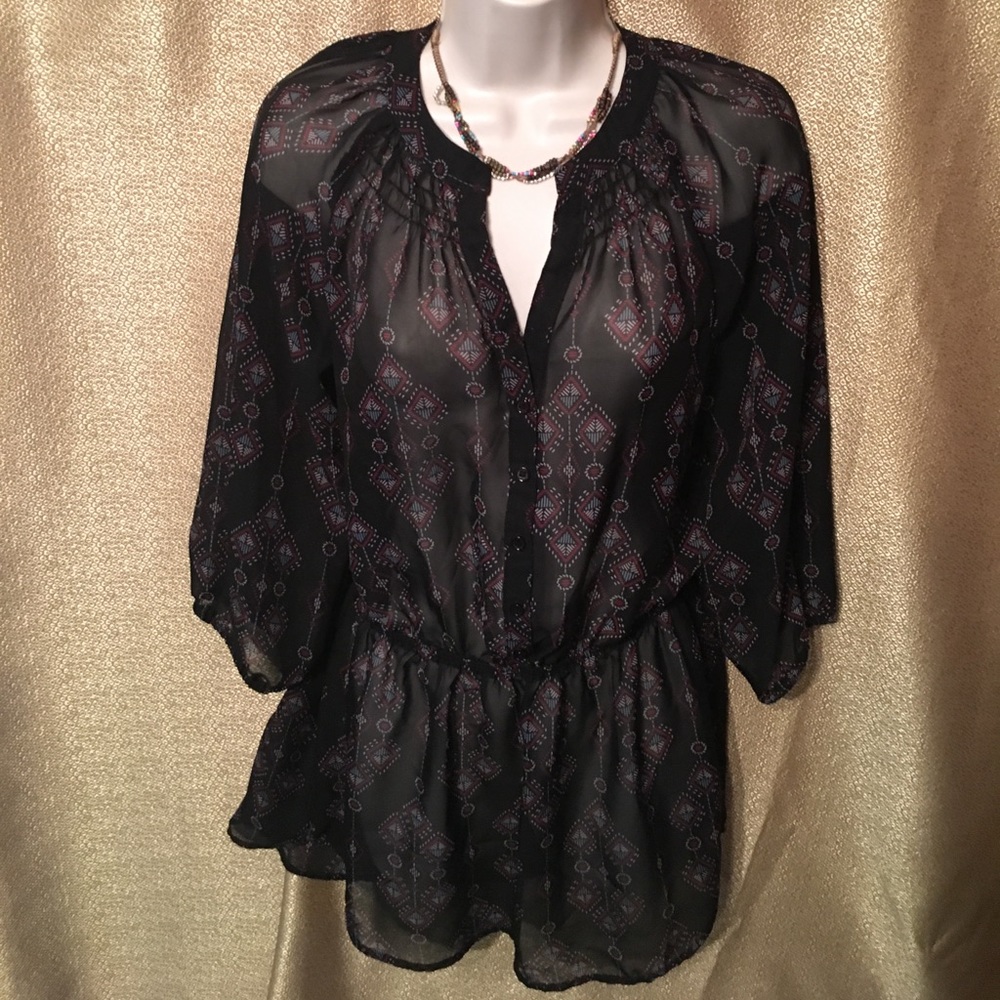 Maurice's Sheer Geometric Print blouse