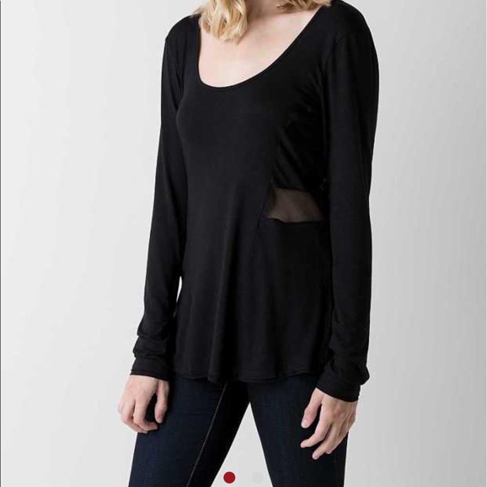 Black cut out mesh top