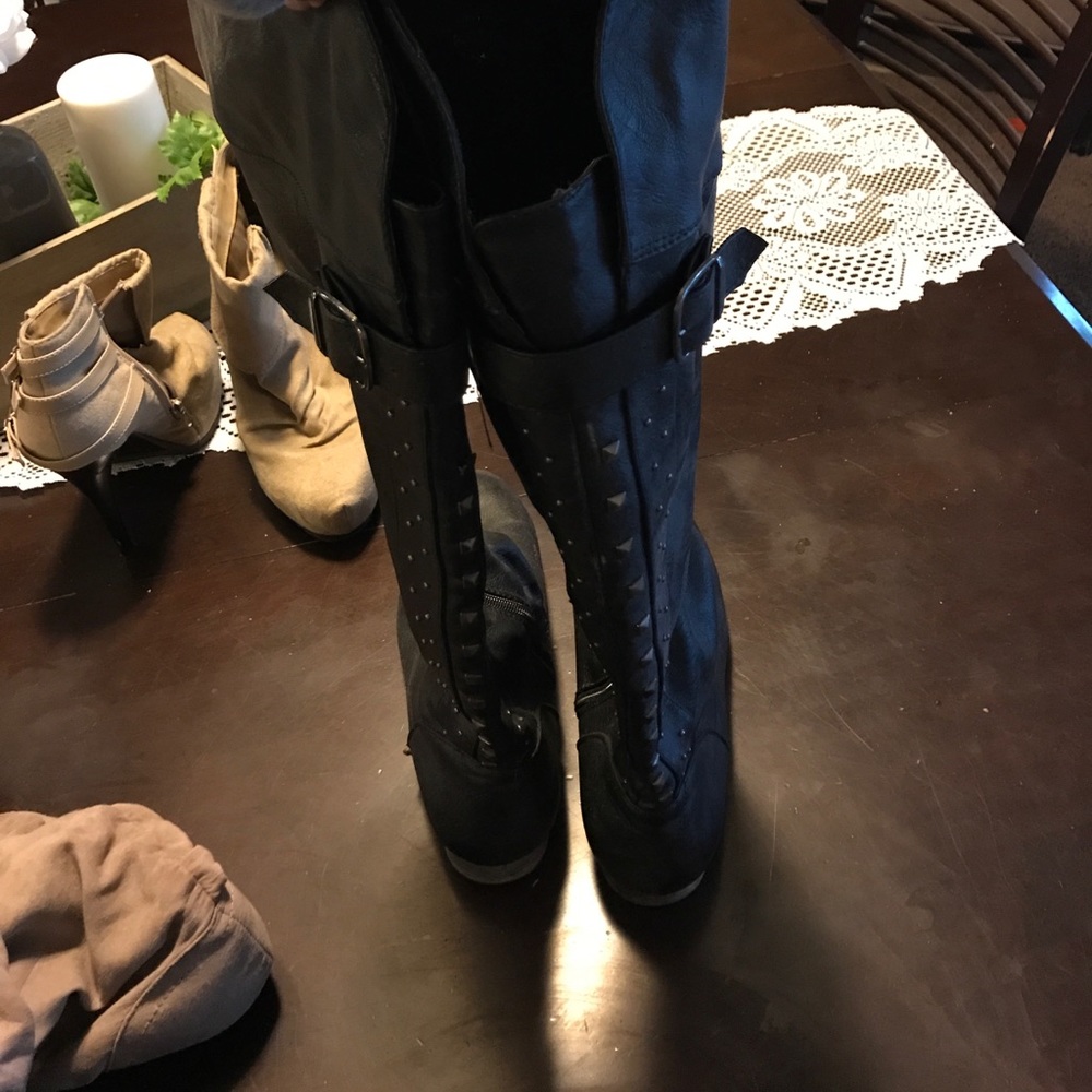 Over the knee black boots