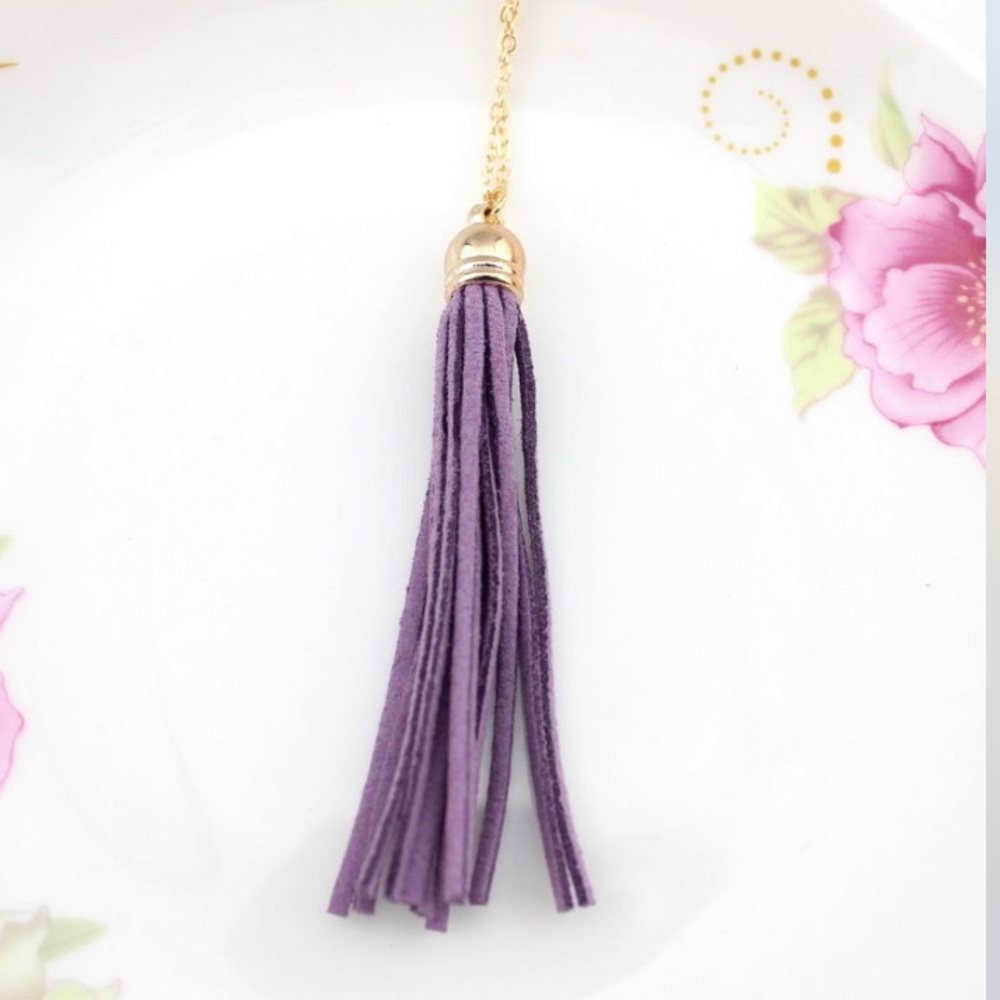 5 for $25 • Light Purple Tassel Statement Necklace