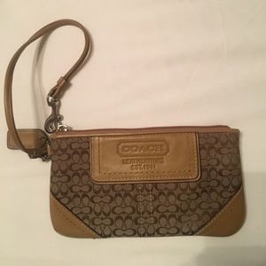 Tan Coach Wristlet