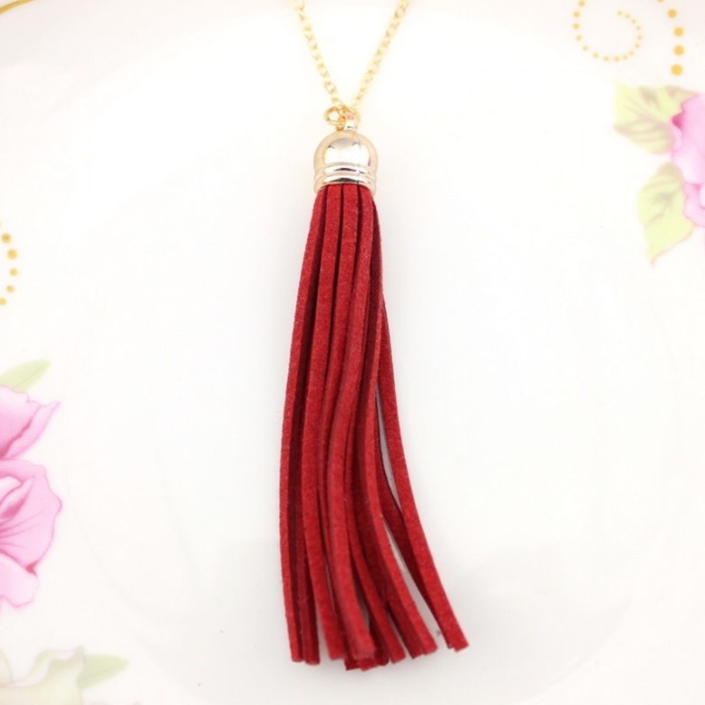 5 for $25 • Red Tassel Statement Necklace