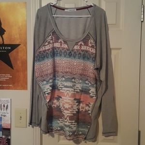 Tribal pattern Gray sweater