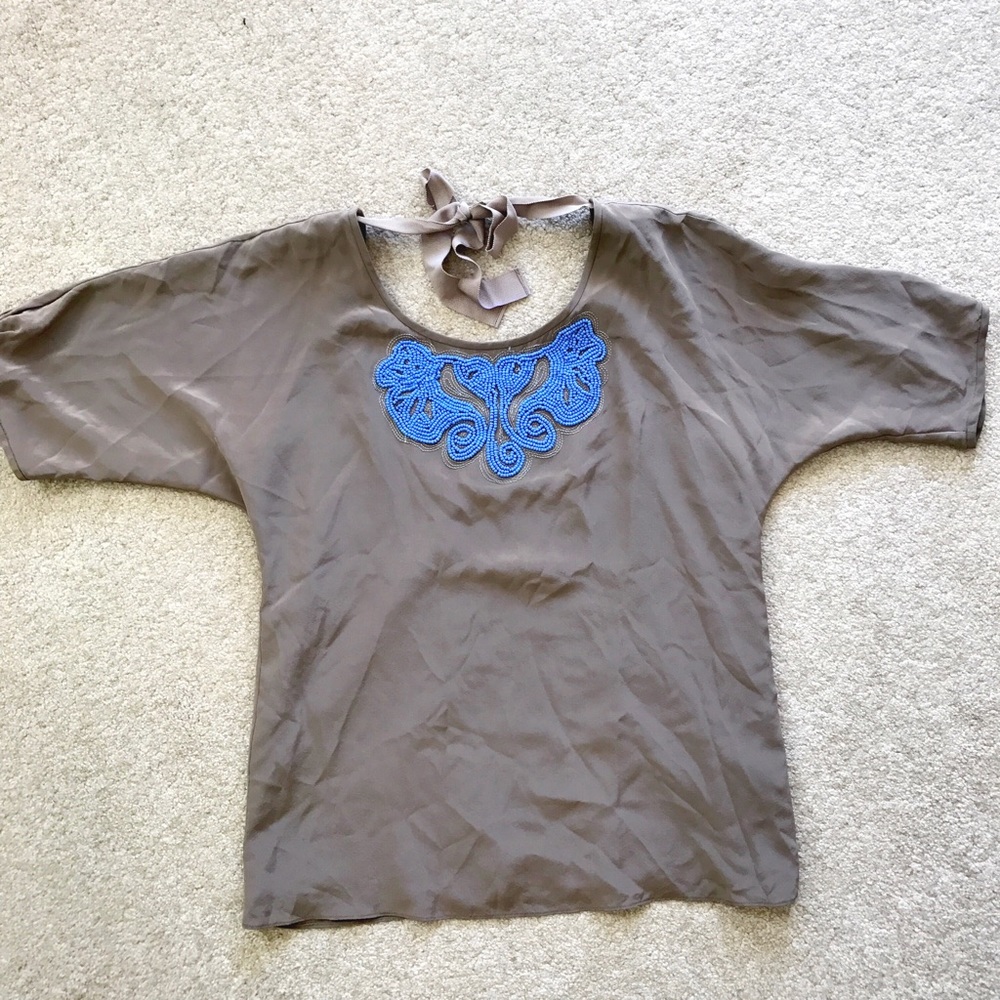 Tibi New York Brown Embellished Top