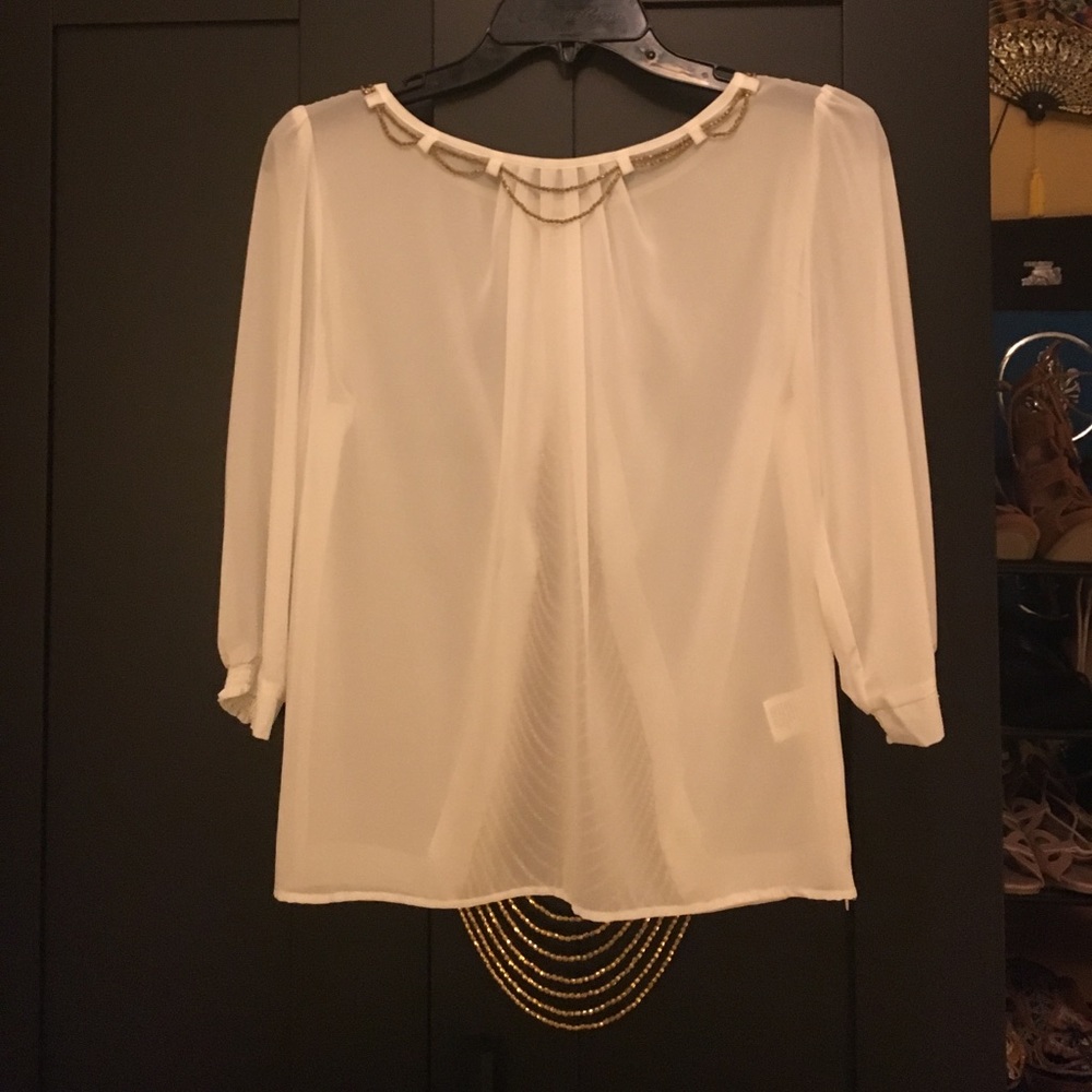 ⭐️Sheer Top with Gold Chain Detail