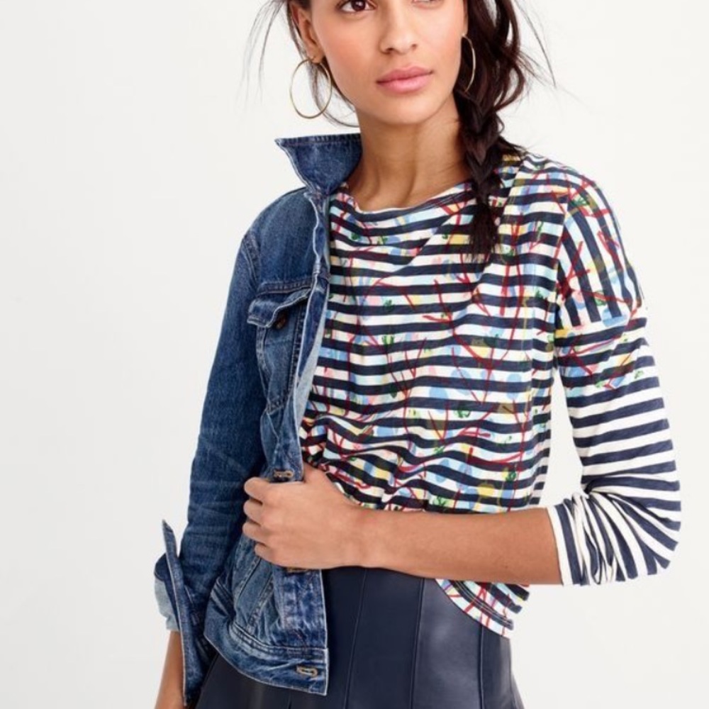 Michael de feo for j crew striped print top
