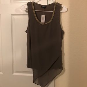 Bebe Army Green Tank Top with Gold Detail NWOT
