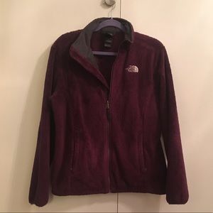 Purple fuzzy North Face jacket