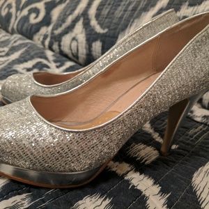 Aldo silver glitter heels