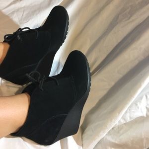 Black Wedge Heel Booties