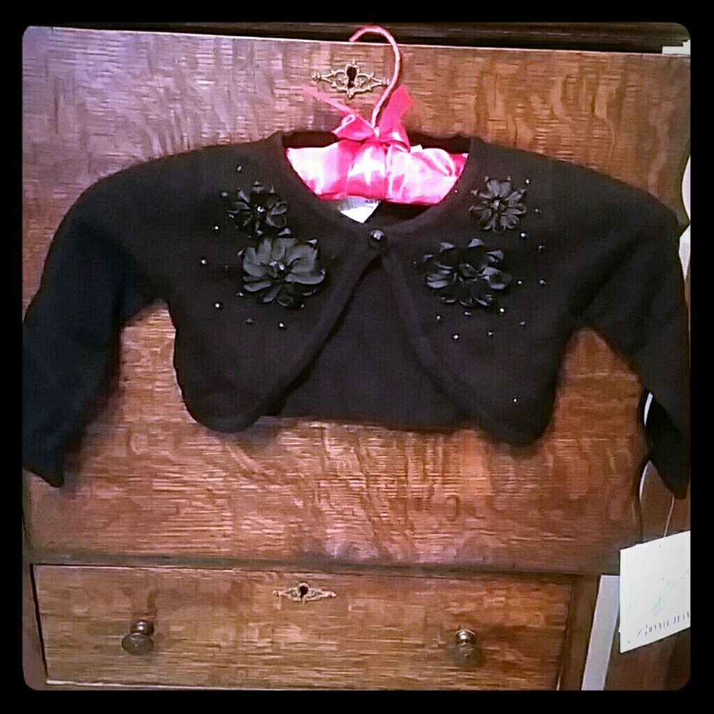 Bonnie Jean black shrug or short cardigan NWT