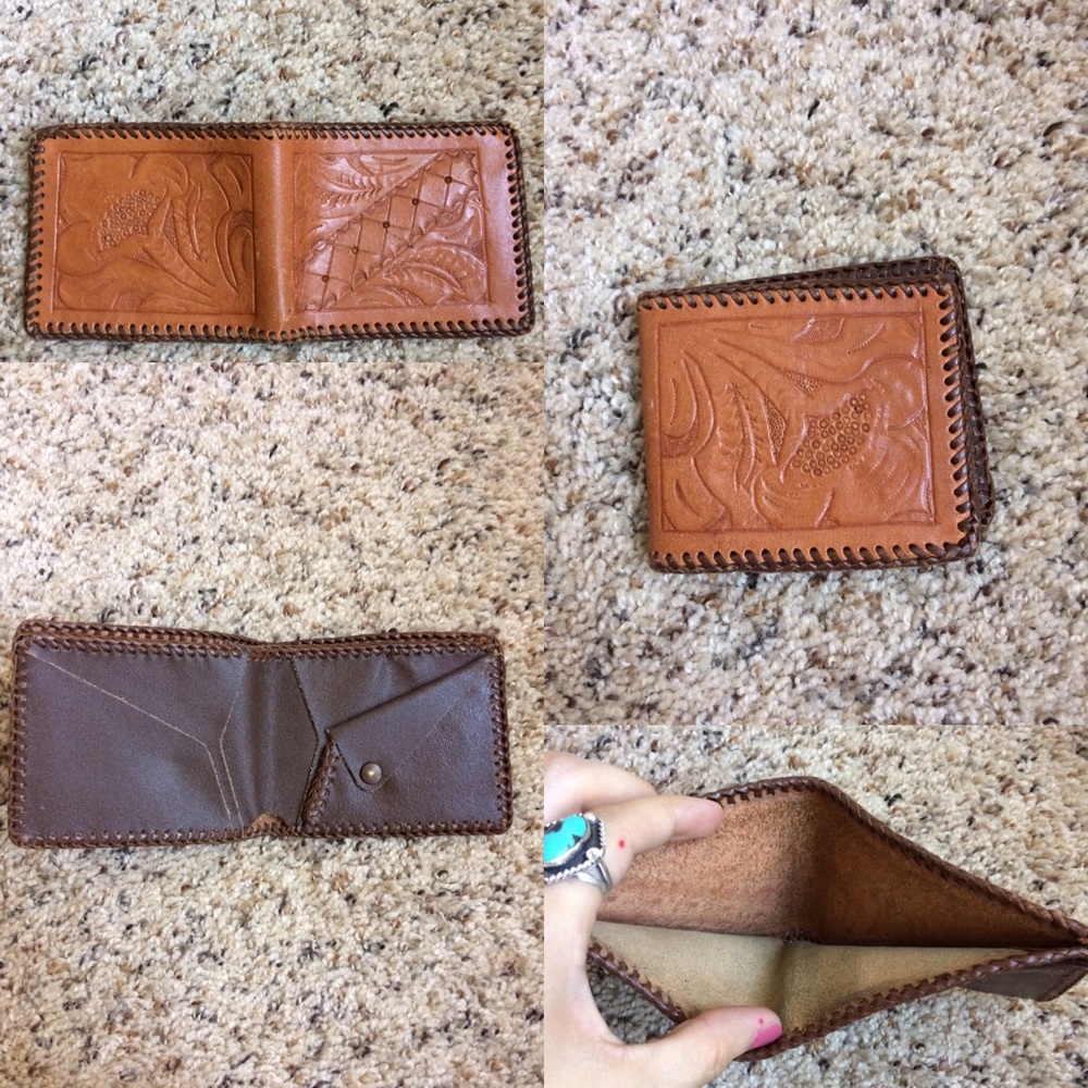 Genuine leather tooled wallet
