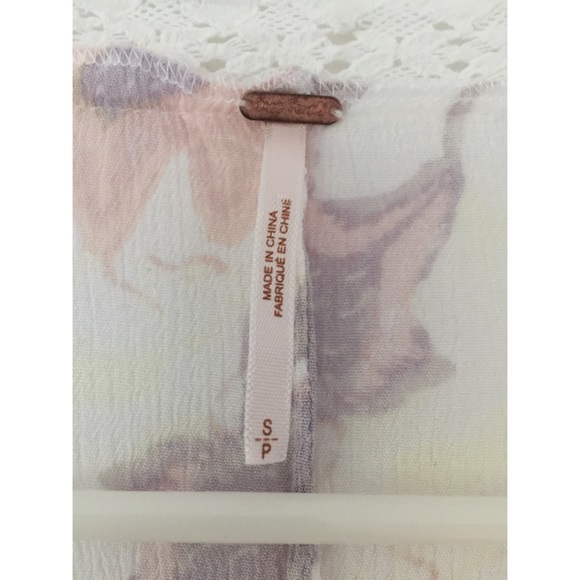 FREE PEOPLE Pastel Floral Boho Blouse Cardigan S - Picture 7 of 7