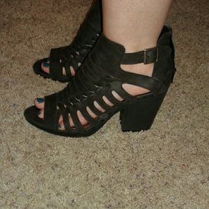 Black open toe booties