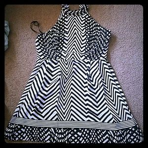 Modern black and white striped dress