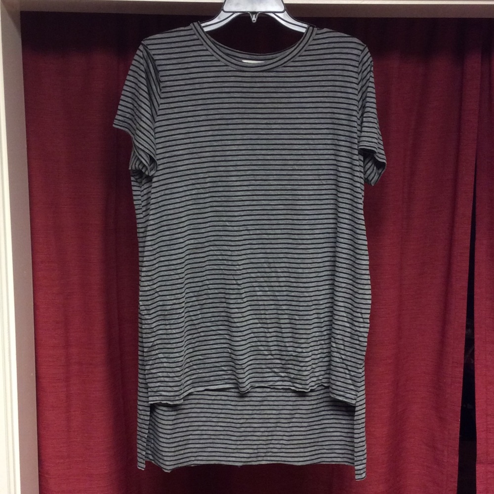 Womens size L high low striped shirt