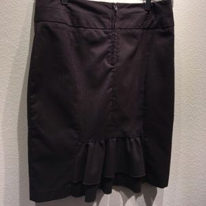 BCX brown pencil skirt with cute ruffle back