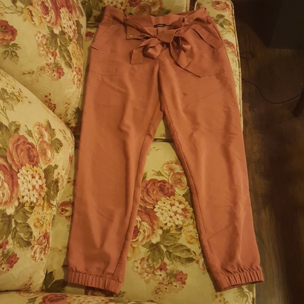 Blush pink jogger style dress pants