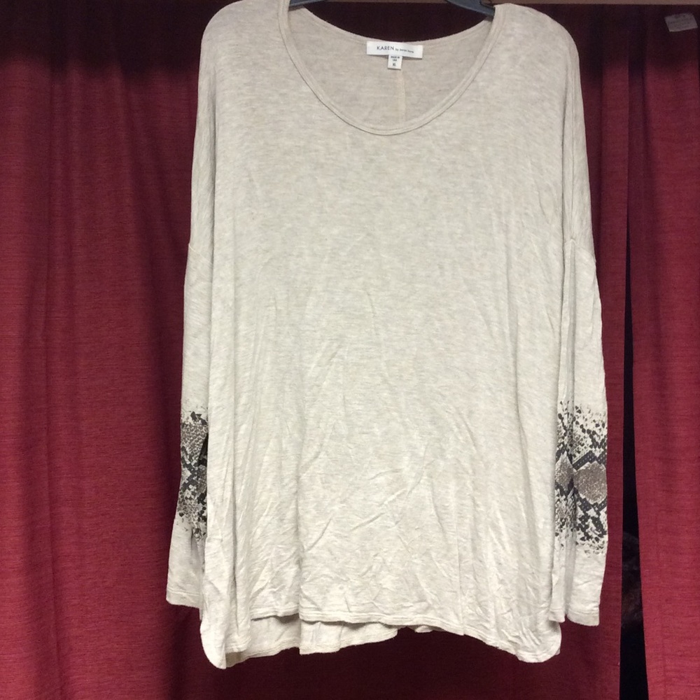Karen Kane long sleeve snake skin accent top