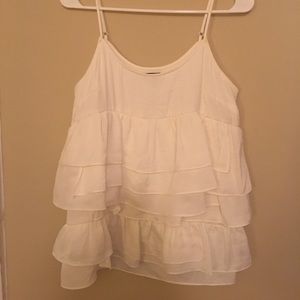 White ruffle tank