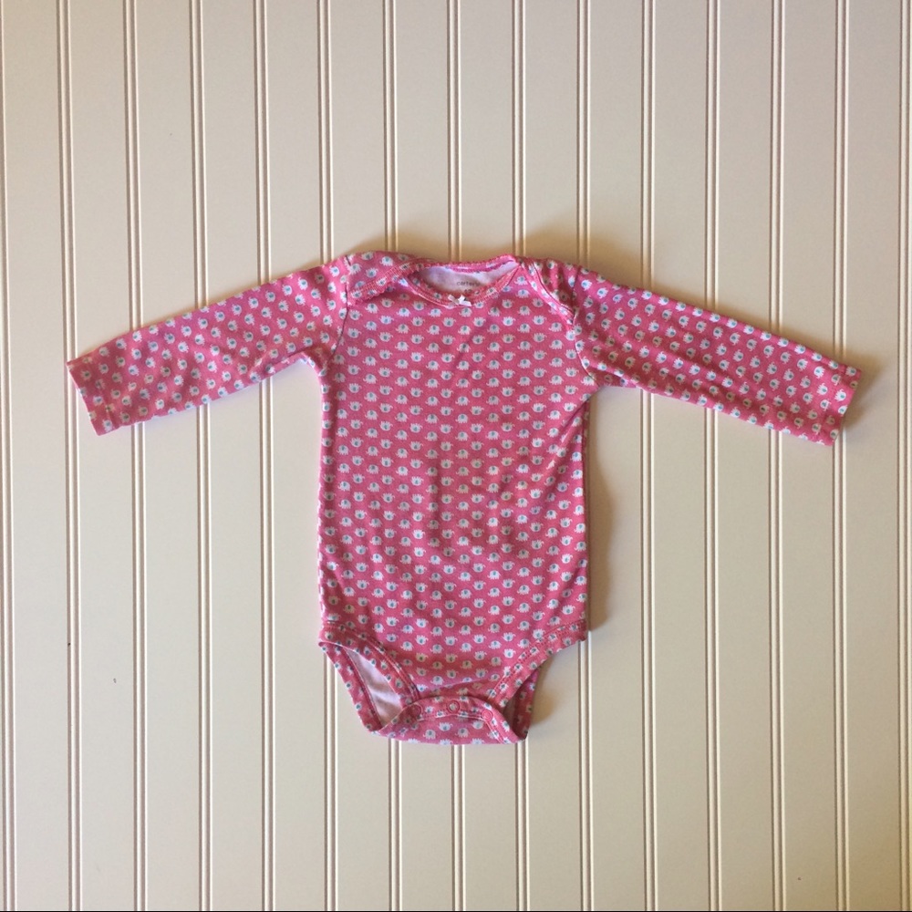 Carter's Pink w/ Elephant Print Onesie, 12M